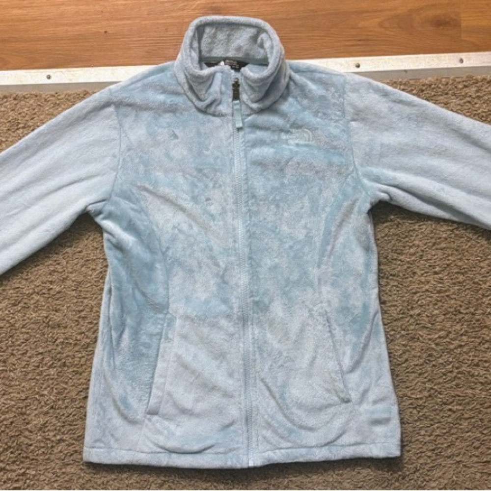 The North Face Girls Lg Sherpa Baby Blue Full Zip Sweatshirt Like New